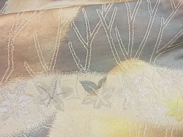 平和屋着物■六通柄袋帯 露芝楓風景文 金銀糸 逸品 n-gt1258