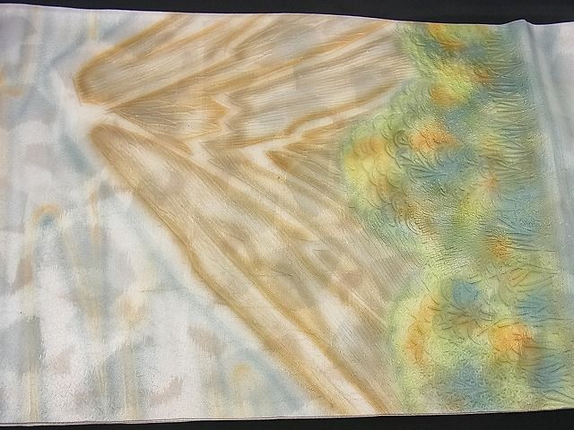 平和屋着物■六通太鼓柄袋帯 手描き 地紋起こし 重ね山風景文 逸品 n-gt1747