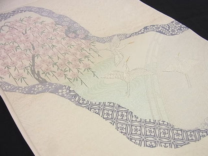 平和屋着物■六通柄袋帯 唐織 道長飛鶴渡り橋花文 金銀糸 逸品 n-gt1766