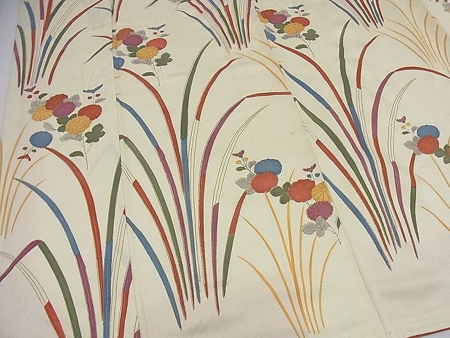 平和屋着物■付下げ　菊草葉文　金彩　逸品　n-gt1926