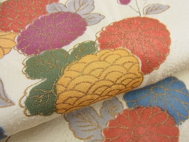 平和屋着物■付下げ　菊草葉文　金彩　逸品　n-gt1926