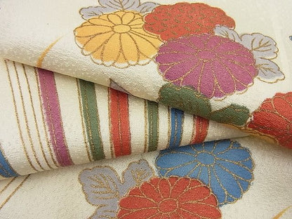 平和屋着物■付下げ　菊草葉文　金彩　逸品　n-gt1926