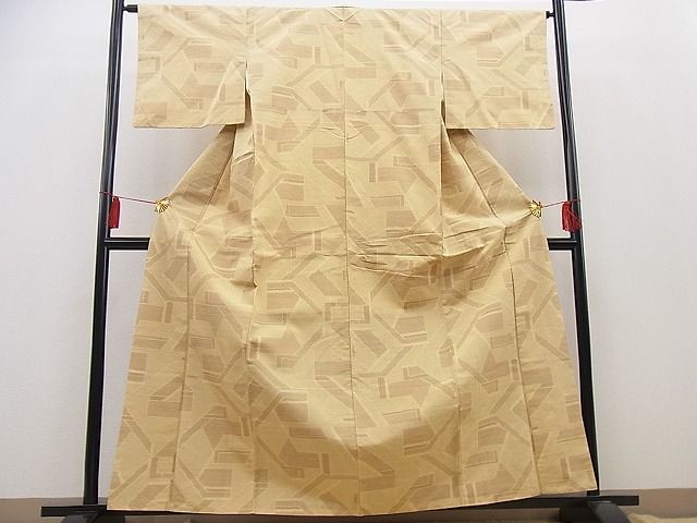 平和屋着物■上質な紬　幾何学文様　逸品　n-gt1980