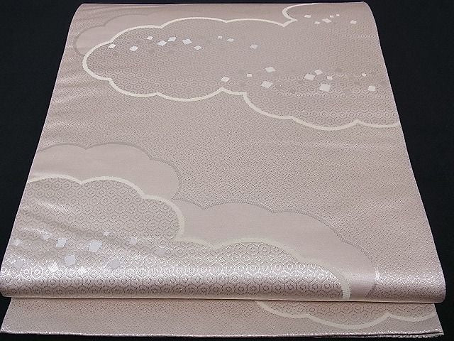 平和屋着物■六通柄袋帯 雲重ね吉祥文 銀糸 逸品 ha2451
