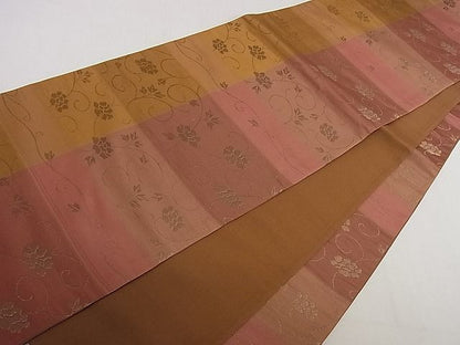 平和屋着物■六通柄袋帯 市松花唐草文 金糸 逸品 ha4535