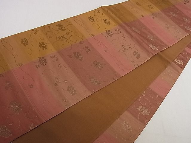 平和屋着物■六通柄袋帯 市松花唐草文 金糸 逸品 ha4535
