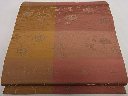 平和屋着物■六通柄袋帯 市松花唐草文 金糸 逸品 ha4535