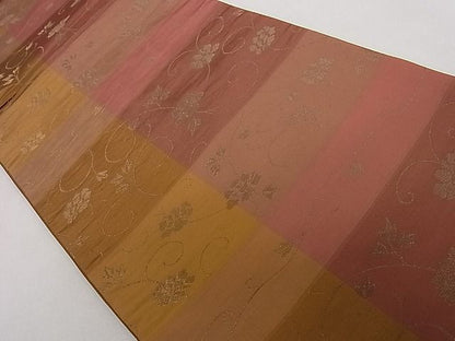 平和屋着物■六通柄袋帯 市松花唐草文 金糸 逸品 ha4535