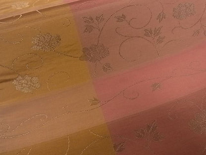 平和屋着物■六通柄袋帯 市松花唐草文 金糸 逸品 ha4535