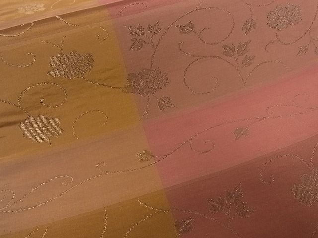平和屋着物■六通柄袋帯 市松花唐草文 金糸 逸品 ha4535