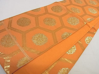 平和屋着物■六通柄袋帯 亀甲花文 金糸 逸品 ha4559