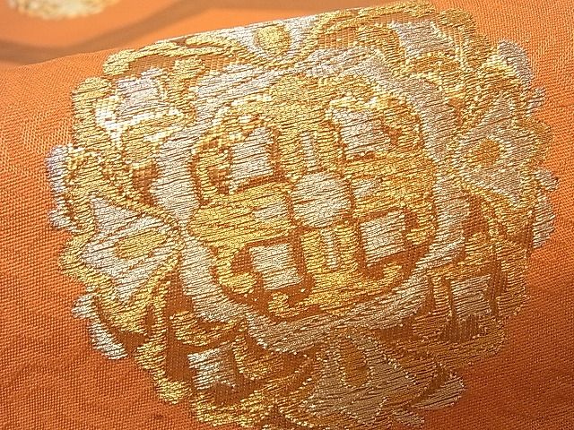 平和屋着物■六通柄袋帯 亀甲花文 金糸 逸品 ha4559