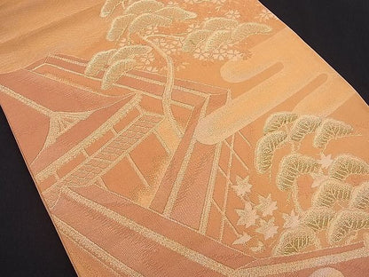 平和屋着物■六通柄袋帯 エ霞風景文 金糸 逸品 n-hj2811