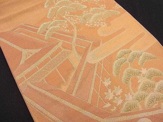 平和屋着物■六通柄袋帯 エ霞風景文 金糸 逸品 n-hj2811