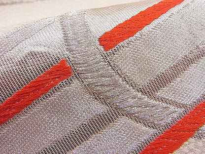平和屋着物■六通柄袋帯 唐織 流水紐文 銀糸 逸品 n-hj2822
