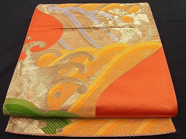 平和屋着物■六通柄袋帯 唐織 立波文 金銀糸 逸品 n-hj2926