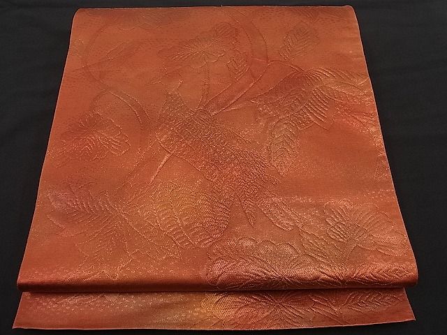 平和屋着物■六通柄 本袋帯 ふくれ織 休み鳥花唐草文 逸品 n-hj2931