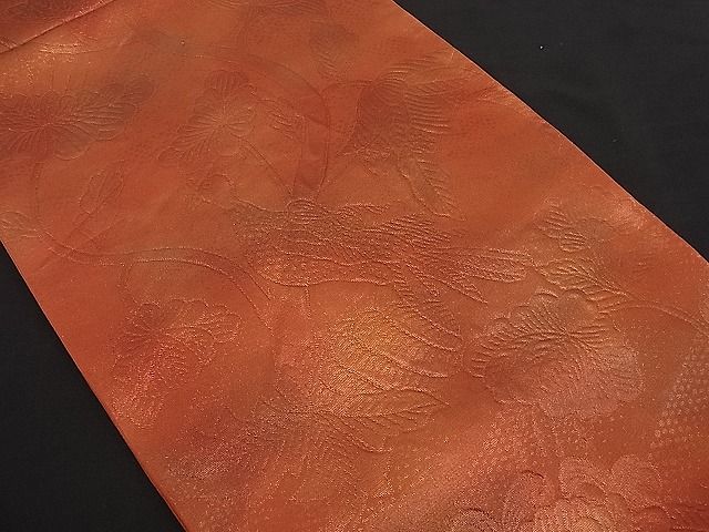 平和屋着物■六通柄 本袋帯 ふくれ織 休み鳥花唐草文 逸品 n-hj2931