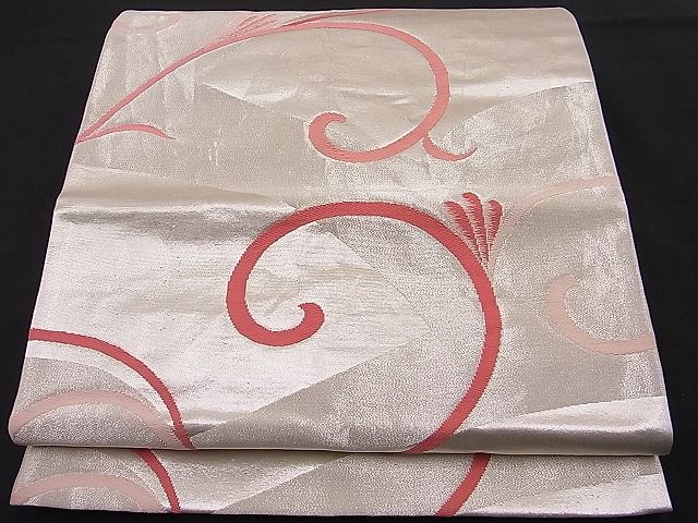平和屋着物■六通柄京袋帯 唐織 唐草文 銀糸 逸品 n-hj2944