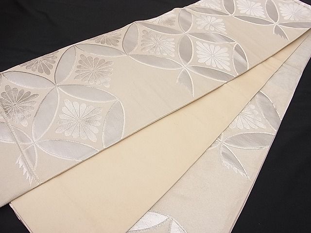 平和屋着物□六通柄京袋帯 七宝花菱文 銀糸 逸品 n-hj2945