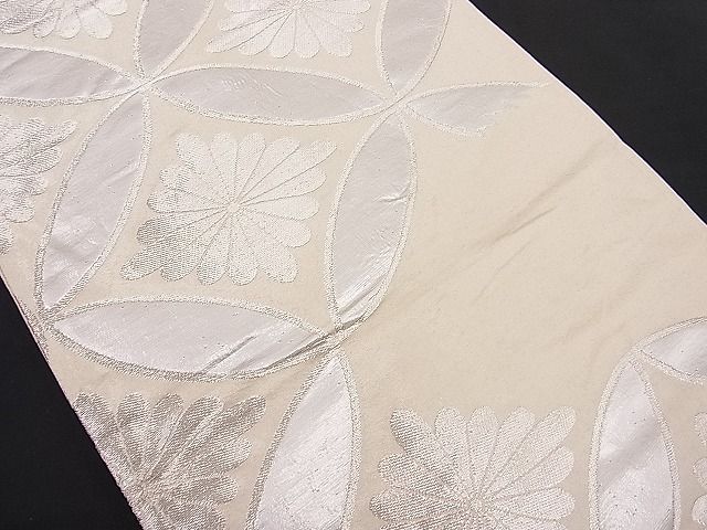 平和屋着物□六通柄京袋帯 七宝花菱文 銀糸 逸品 n-hj2945