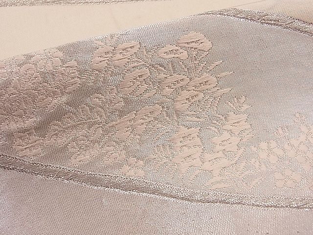 平和屋着物■六通柄袋帯 唐織 竹草花文 銀糸 逸品 n-hj2948