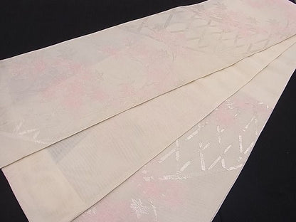 平和屋着物■夏物 六通柄袋帯 間垣楓文 銀糸 逸品 n-hj3220