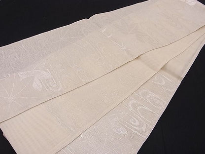 平和屋着物■夏物 六通柄袋帯 竜田川 銀糸 逸品 n-hj3237