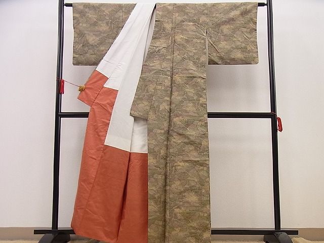 平和屋着物■上質なお召 草葉尽くし 逸品 n-hj3794
