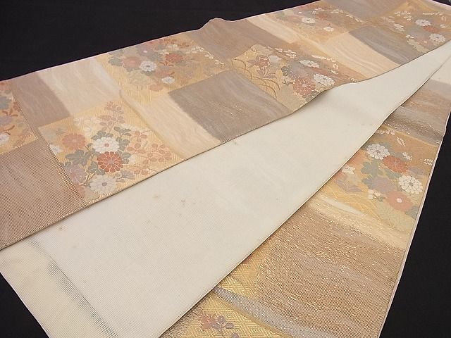 平和屋着物■夏物 六通柄袋帯 几帳秋草文 金糸 逸品 n-hj4633