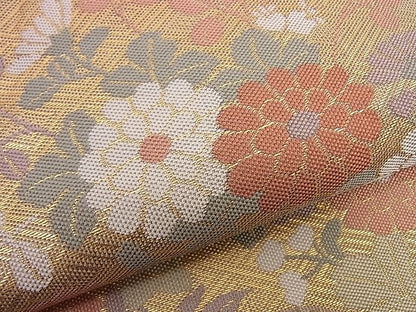 平和屋着物■夏物 六通柄袋帯 几帳秋草文 金糸 逸品 n-hj4633
