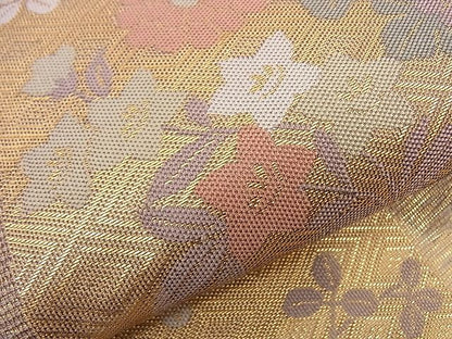 平和屋着物■夏物 六通柄袋帯 几帳秋草文 金糸 逸品 n-hj4633