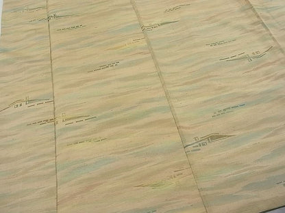 平和屋着物■上質な紬　霞風景文　逸品　n-hv0388