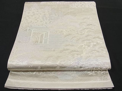 平和屋着物■六通柄袋帯 唐織 二重箔錦 大原の里 銀糸 逸品 n-hv1471
