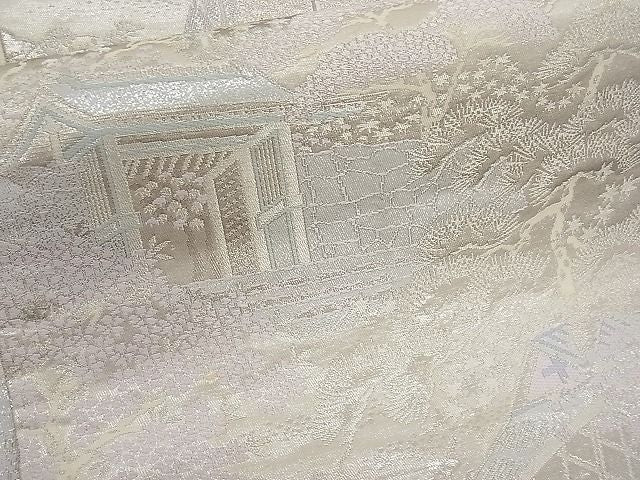平和屋着物■六通柄袋帯 唐織 二重箔錦 大原の里 銀糸 逸品 n-hv1471