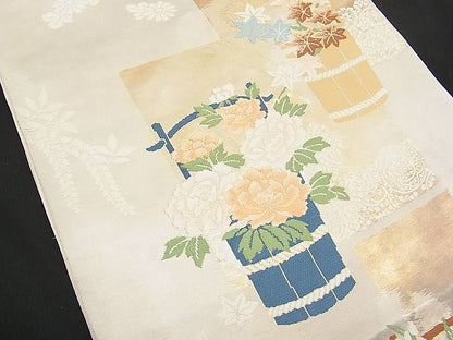 平和屋着物■六通柄袋帯 花籠文 金糸 逸品 n-hv1486