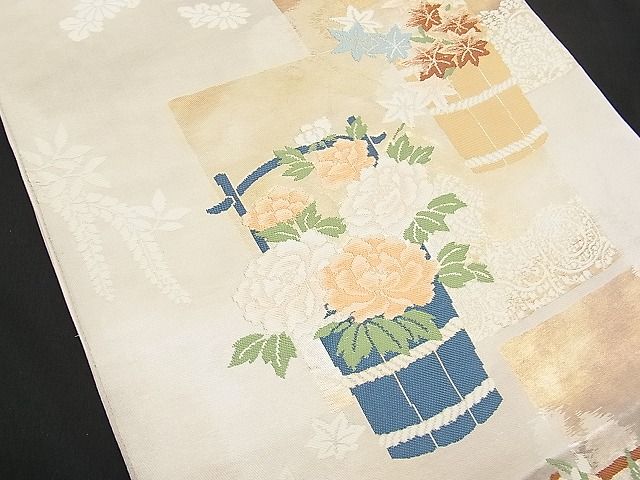 平和屋着物■六通柄袋帯 花籠文 金糸 逸品 n-hv1486