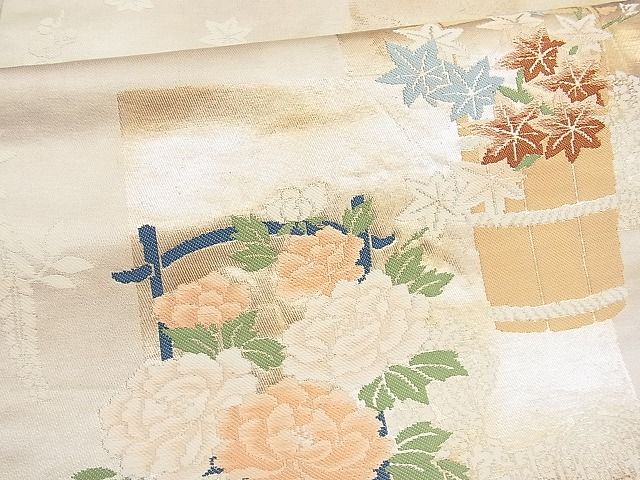 平和屋着物■六通柄袋帯 花籠文 金糸 逸品 n-hv1486