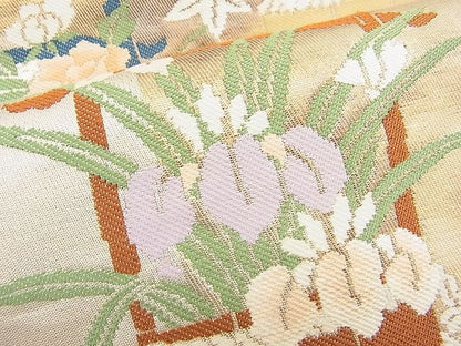 平和屋着物■六通柄袋帯 花籠文 金糸 逸品 n-hv1486