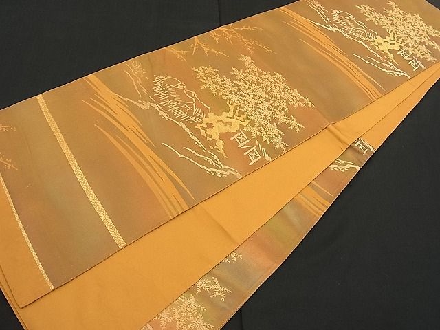 平和屋着物■西陣 六通柄袋帯 風景文 金糸 逸品 n-hv1489