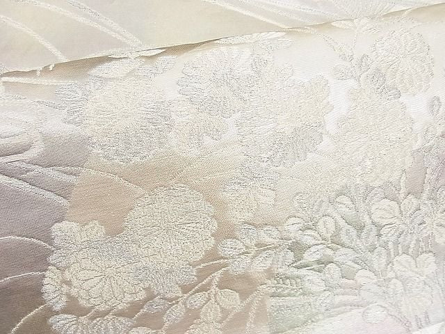 平和屋着物■六通柄袋帯 結び紐扇面花文 銀糸 逸品 n-hv1616