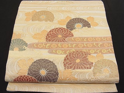 平和屋着物■六通柄袋帯 流水菊文 金糸 逸品 n-hv1625