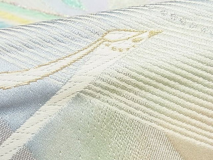 平和屋着物■六通柄袋帯 唐織 孔雀花文 銀糸 逸品 n-hv1627