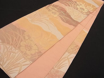 平和屋着物■六通柄袋帯 草花文 金糸 逸品 n-hv1635