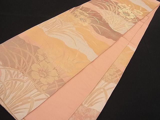 平和屋着物■六通柄袋帯 草花文 金糸 逸品 n-hv1635