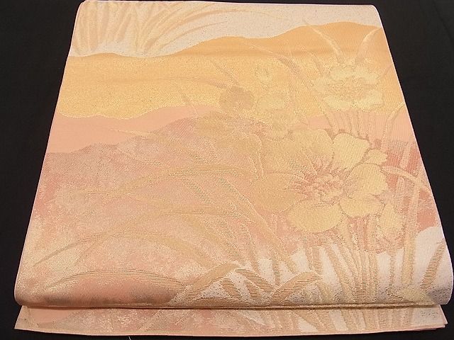 平和屋着物■六通柄袋帯 草花文 金糸 逸品 n-hv1635
