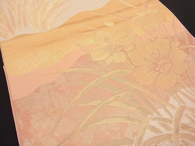 平和屋着物■六通柄袋帯 草花文 金糸 逸品 n-hv1635