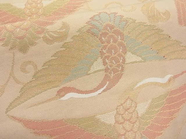 平和屋着物■六通柄袋帯 向かい鶴唐草文 金糸 逸品 n-hv1636