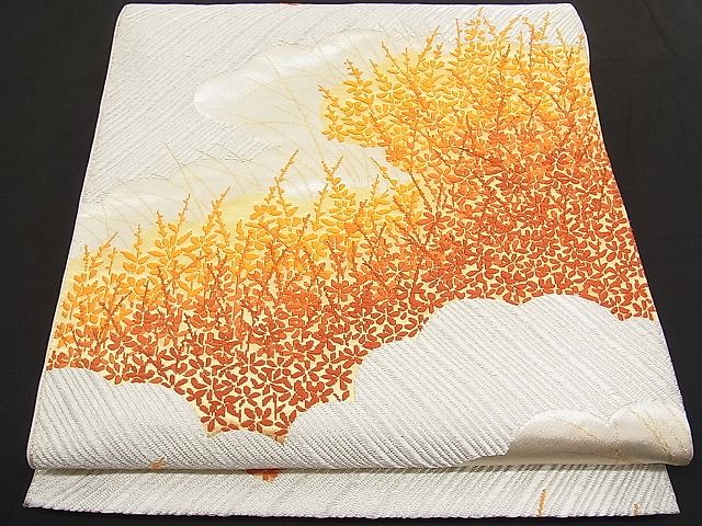平和屋着物■六通柄袋帯 唐織 雲取り草花文 金銀糸 逸品 n-hv1640