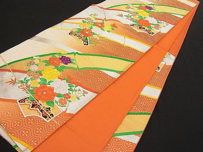 平和屋着物■六通柄袋帯 唐織 地紙竹花文 金銀糸 逸品 n-hv1641